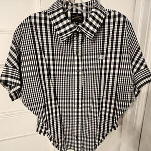 Vivienne Westwood, Anglomania, Navy & White Check, Ruched Detailing at Sides